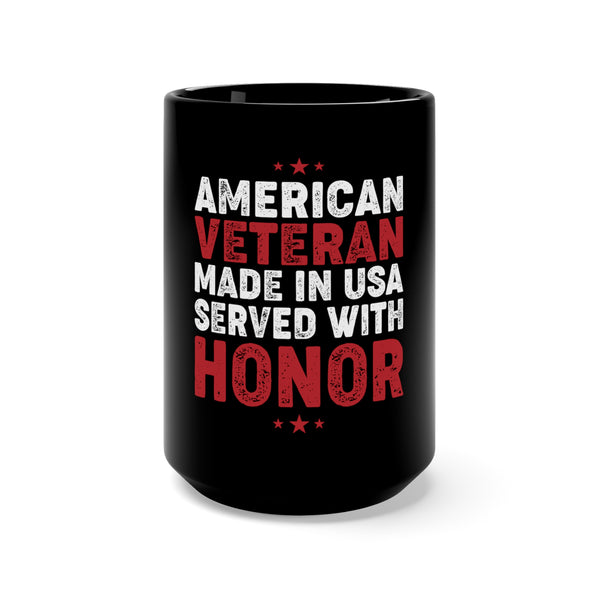 American Veteran 15oz Military Design Black Mug: Proudly Made in the USA, Served with Honor