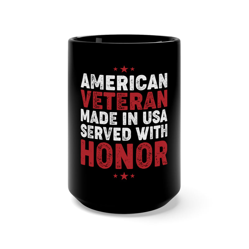 American Veteran 15oz Military Design Black Mug: Proudly Made in the USA, Served with Honor