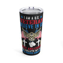 Proud American U.S. Veteran - 20oz Military Design Tumbler with Black Background