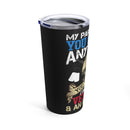 Proud Veteran & Fearless Badass: 20oz Black Military Design Tumbler - Defying Expectations