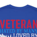 Veteran: Loved by Plenty, Hated by Many - Military Design T-Shirt with Heart, Fire, and Gratitude