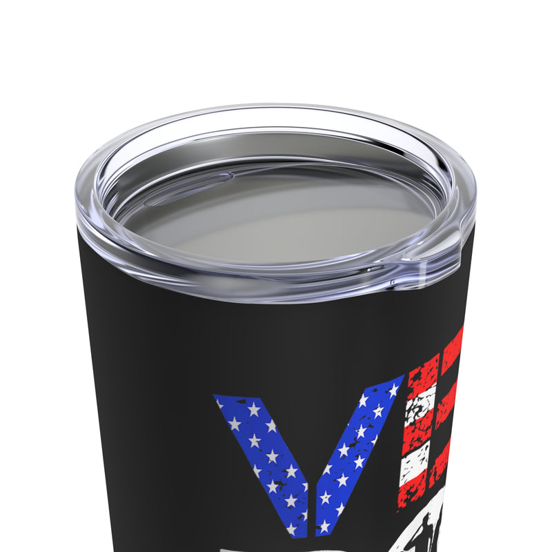 Warrior's Strength: 20oz Black Tumbler with Military Design - 'Vet Bod: Like a Bad Bod, But with More Back Pain