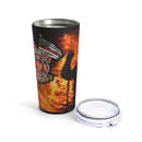 Honoring the Brave: 20oz Black Tumbler with Military Design - 'No WMF Firefighter Double Flag - All Gave Some, Some Gave It All