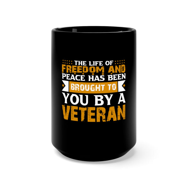 Freedom's Guardian: 15oz Military Design Black Mug - Salute the Veteran's Gift of Liberty!