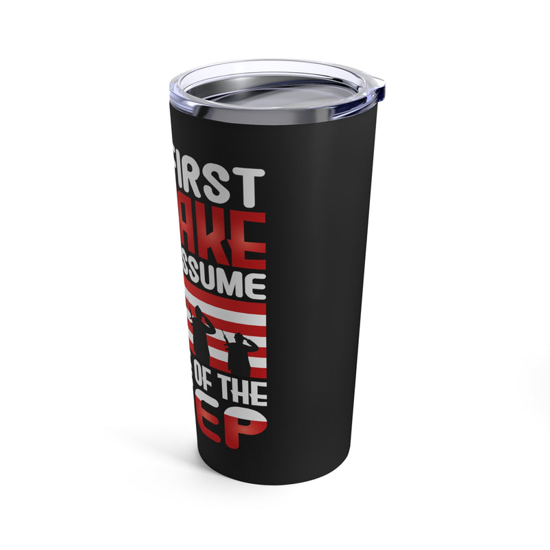 Boldly Independent: 20oz Black Military Design Tumbler - Defying Assumptions