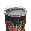 Honoring the Brave: 20oz Black Tumbler with Military Design - 'No WMF Firefighter Double Flag - All Gave Some, Some Gave It All