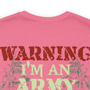 Embodying Strength and Service: Military T-Shirt with 'Warning: I'm an Army Veteran' Design