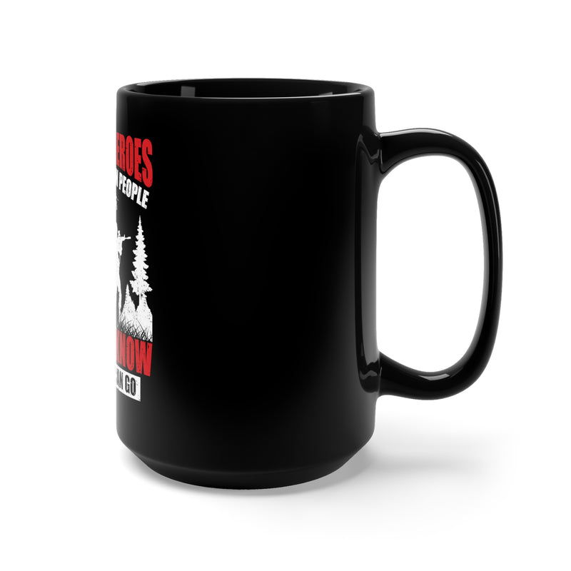 Inspiring Heroes: 15oz Military Design Black Mug - Embracing the Power of Heroism and Discovering Our True Potential