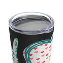 Awareness in Every Sip: 20oz Tumbler Embraces Peace, Love, and the Journey to Cure PTSD on a Black Canvas