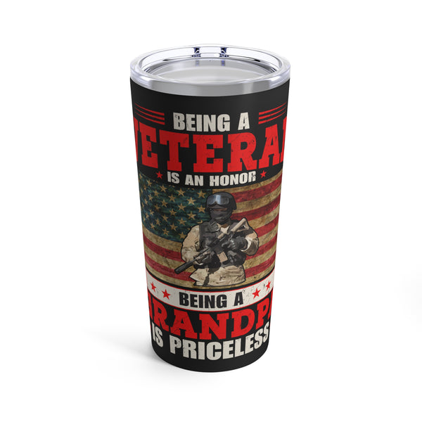 Wisdom and Valor: 20oz Black Military Design Tumbler - 'Assuming I Was Just an Old Man Was Your First Mistake - U.S. Veteran'