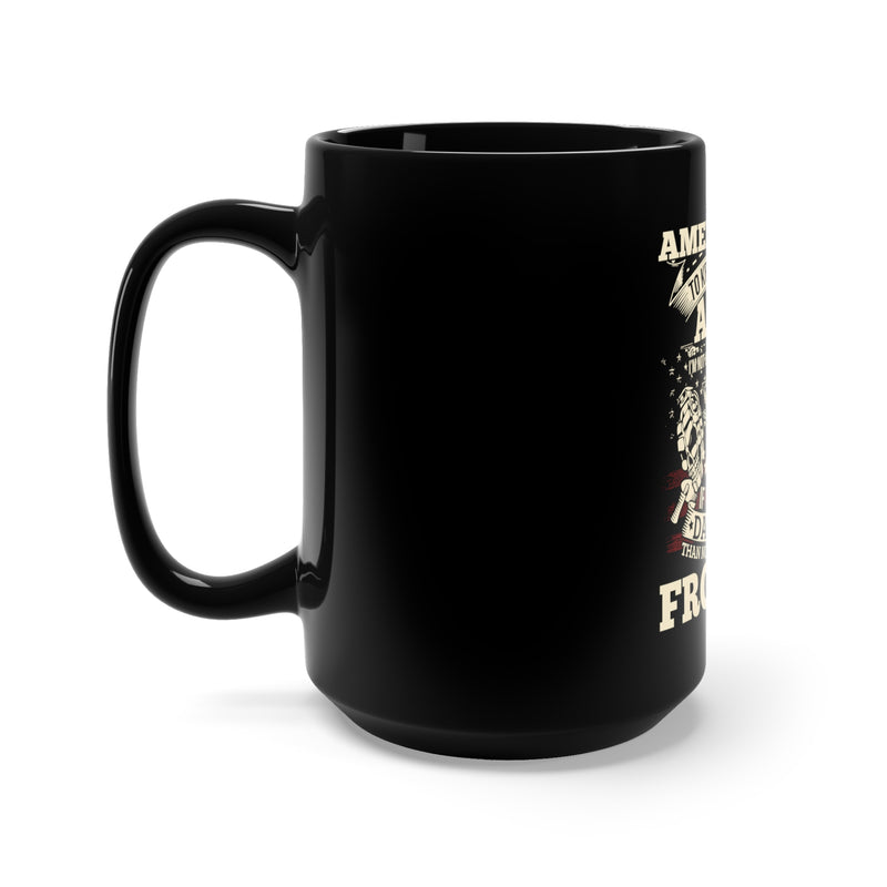 Defending Family: 15oz Military Design Black Mug - Proud Supporter of the 2nd Amendment