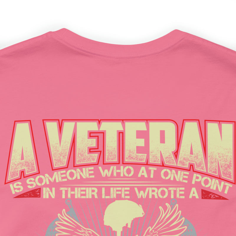 Blank Check for Freedom: Military Design T-Shirt Honoring the Sacrifice of Veterans