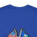 Navigating Strength and Courage: Military T-Shirt with 'New Double Flag Eagle U.S. NAVY' Design