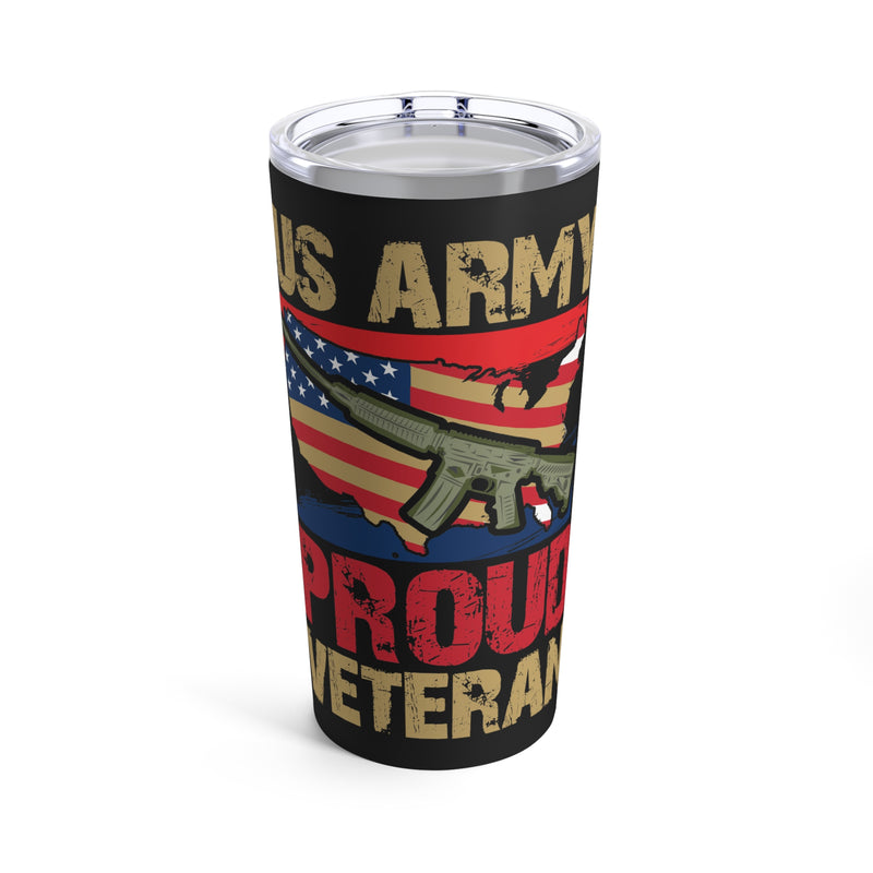 Proud Veteran of the US Army 20oz Military Design Tumbler - Black Background