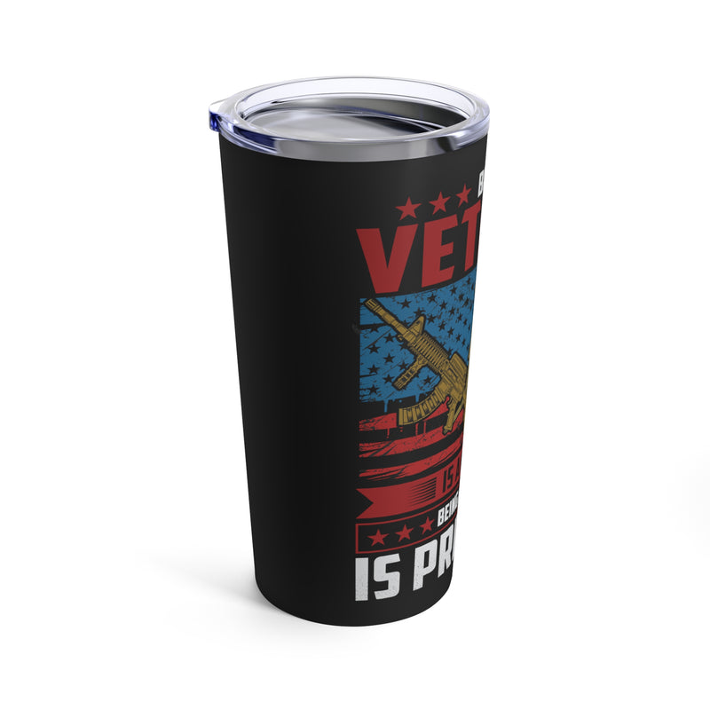 Priceless Legacy: 20oz Black Military Design Tumbler - 'Being a Veteran is an Honor, Being a Grandpa is Priceless'