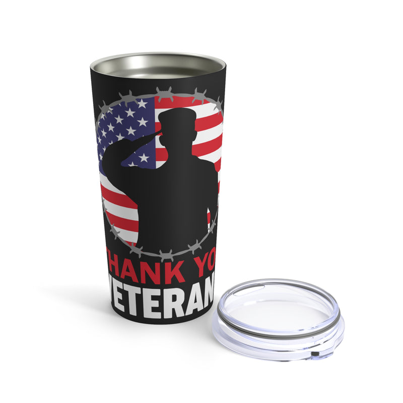 Appreciation and Respect: 20oz Black Military Design Tumbler - Thank You, Veterans
