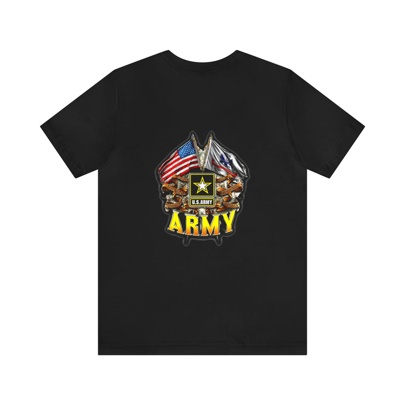 Patriotic Valor: Military T-Shirt with 'Double Flag Eagle U.S. ARMY' Design