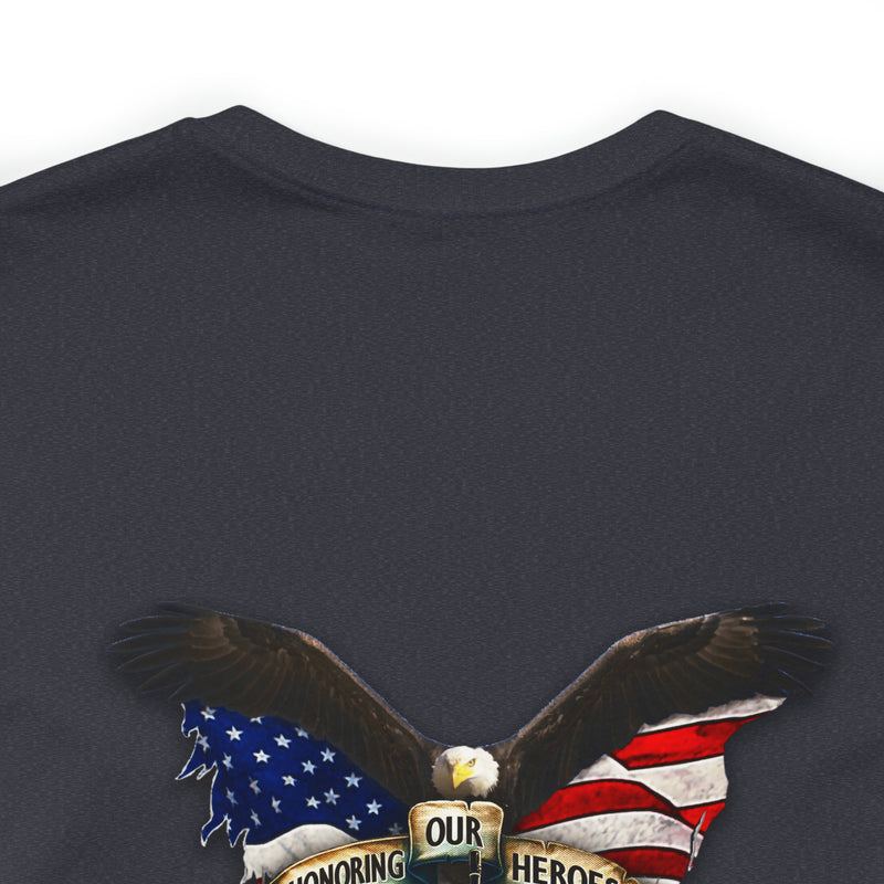 Remembering Their Sacrifice: Military T-Shirt with 'Honor Our Heroes, Remember Their Sacrifice' Design