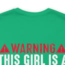 Fierce and Fiery: Military Design T-Shirt - 'Warning: This Girl is a Smoking Hot Veteran and Can Protect Herself!'
