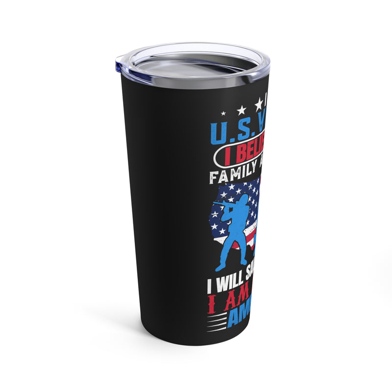 Proud American Veteran: 20oz Black Military Design Tumbler - 'Believer, Saluter, Follower of Freedom'