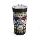 Unapologetic U.S. Veteran: 20oz Black Military Design Tumbler - 'Served, Sacrificed, and No Regrets'
