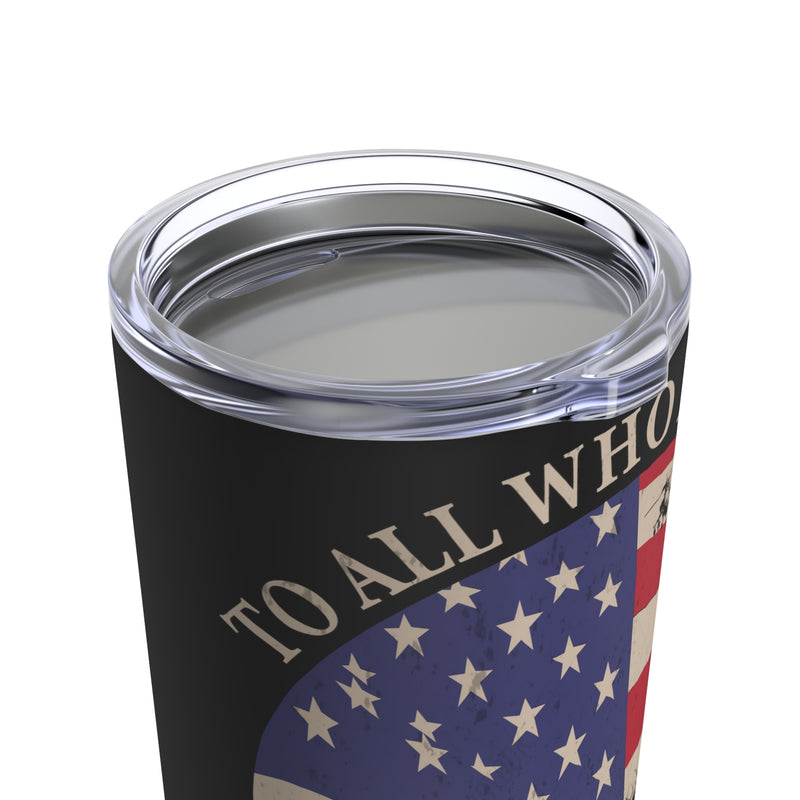 Defenders of the Flag: 20oz Black Military Design Tumbler - Thank You for Your Service