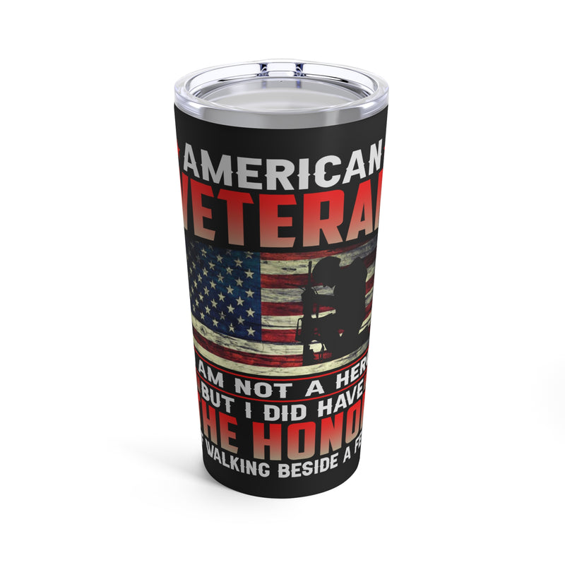Honorable Journey: 20oz Military Design Tumbler - American Veteran - Walking Beside Heroes with Gratitude and Respect!