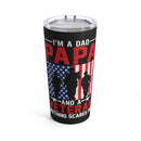 Fearless Warrior: 20oz Military Design Tumbler - Dad, Papa, and Veteran - Unshakable Strength!