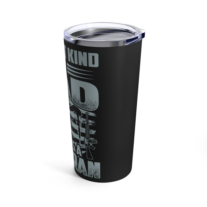 The Best Dad Raises a Veteran - 20oz Military Design Tumbler: 'Love, Support, and Service' - Black Background