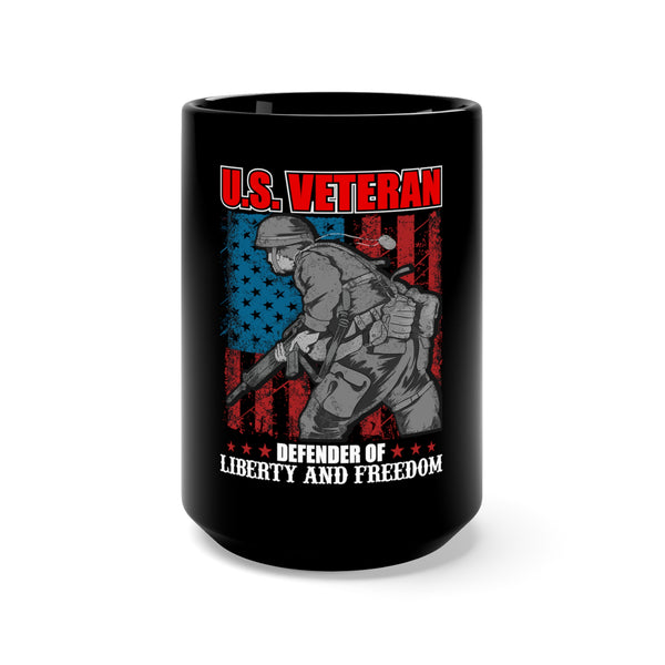 Defender of Liberty: 15oz U.S. Veteran Military Design Black Mug - Embrace the Spirit of Freedom!
