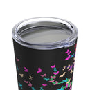 Symbol of Renewal: 20oz Tumbler with Black Background and 'Tree Ribbon - PTSD Awareness' Design