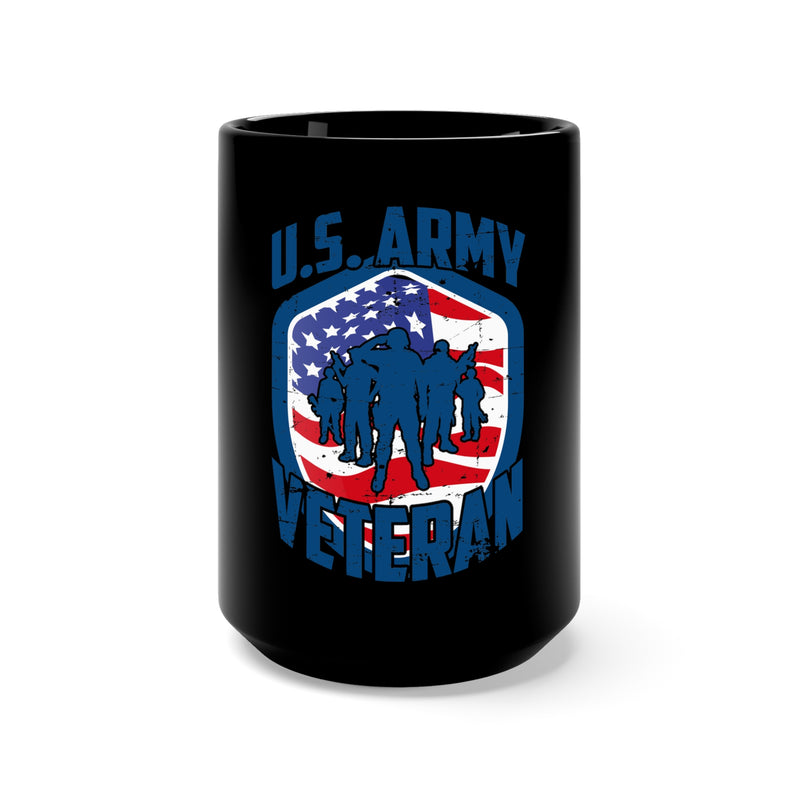 U.S. Army Veteran: 15oz Military Design Black Mug - Honor and Pride in Every Sip!