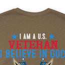 Patriotic Allegiance: Military Design T-Shirt - 'I Am a U.S. Veteran - Believer in God, Family, and Country - Proudly Saluting My Flag'