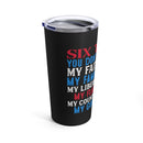 Proud Defender: 20oz Black Military Design Tumbler - Faith, Family, Liberty, Flag, Country, and Gun