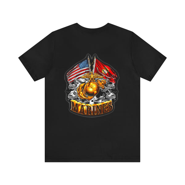 Semper Fi: Military T-Shirt with 'Double Flag Eagle U.S. MARINES' Design