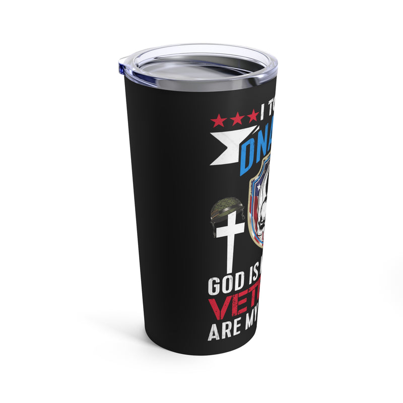 Sacred Bonds - 20oz Military Design Tumbler: 'God as My Father, Veterans as My Brothers' - Black Background