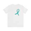 Courage Unveiled: Distressed US Flag with Teal Ribbon PTSD T-Shirt
