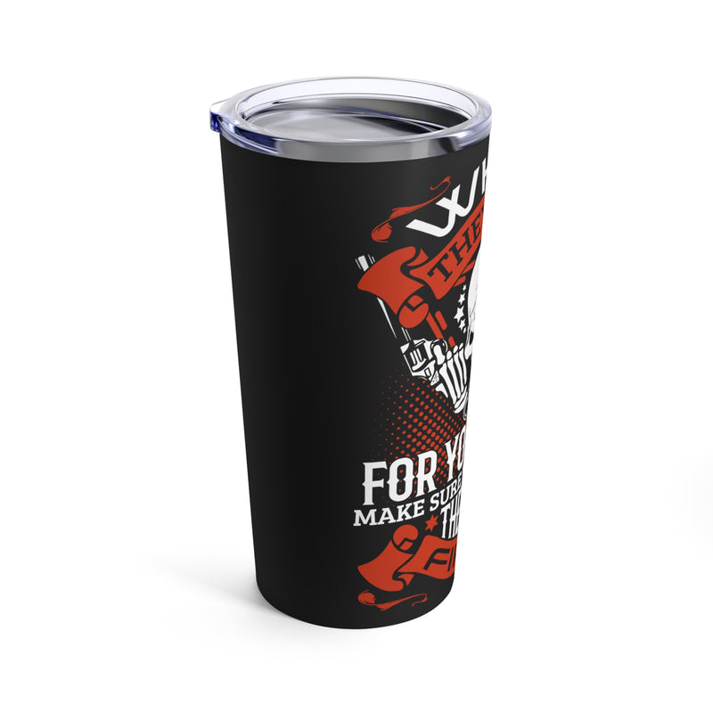 Defend with Conviction: 20oz Black Military Design Tumbler - Ammo First, Guns Second