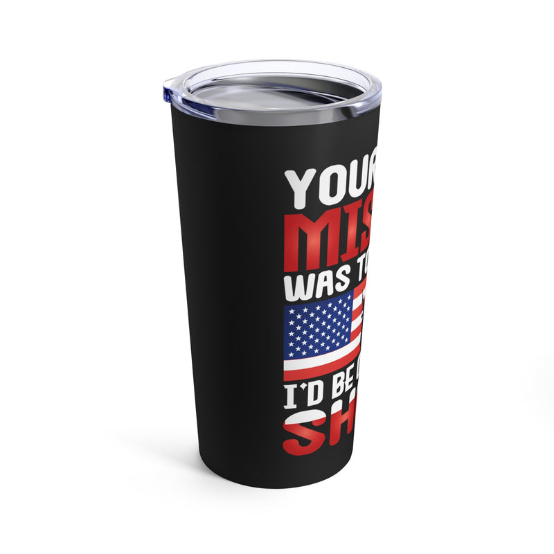 Boldly Independent: 20oz Black Military Design Tumbler - Defying Assumptions