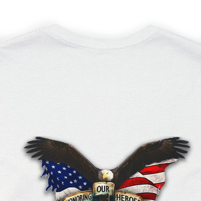 Remembering Their Sacrifice: Military T-Shirt with 'Honor Our Heroes, Remember Their Sacrifice' Design