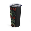 Proud Protector: 20oz Black Tumbler with Military Design - 'Warning: I'm an Army Veteran - I Love My Country