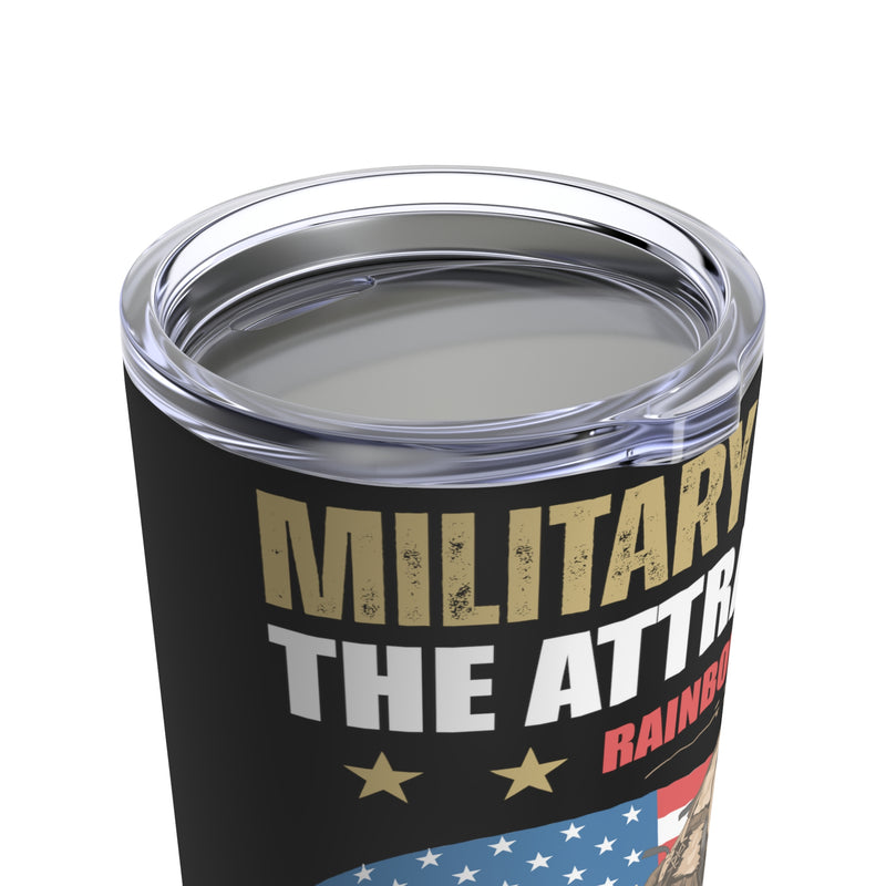 Military Glory: The Blood-Stained Rainbow of Triumph 20oz Military Design Tumbler - Black Background