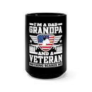 Fearless Father, Grandpa, and Veteran: Military Design Black Mug - 15oz