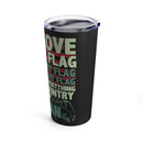 Patriotic Love: 20oz Military Design Tumbler - Black Background, Flag Respectful