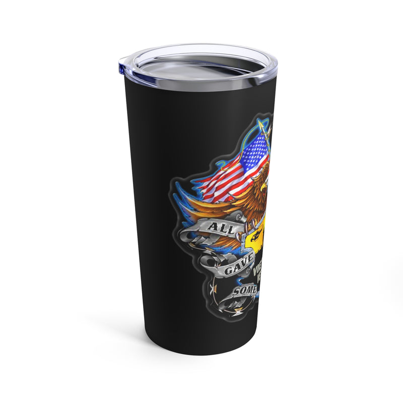 Honoring the Legacy: 20oz Black Tumbler with Military Design - 'Vietnam Veteran Double Flag