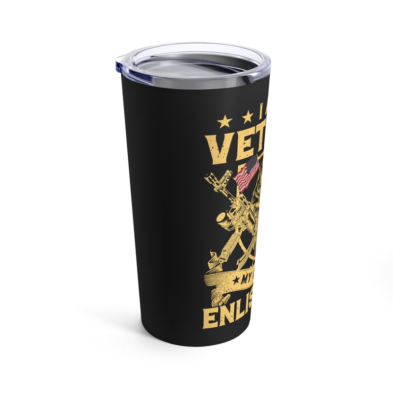 Proudly Committed: 20oz Black Military Design Tumbler - 'Veteran's Oath of Enlistment'