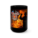 Unwavering Wings: 15oz Black Mug with Military Design - 'Double Flag Eagle U.S. AIRFORCE