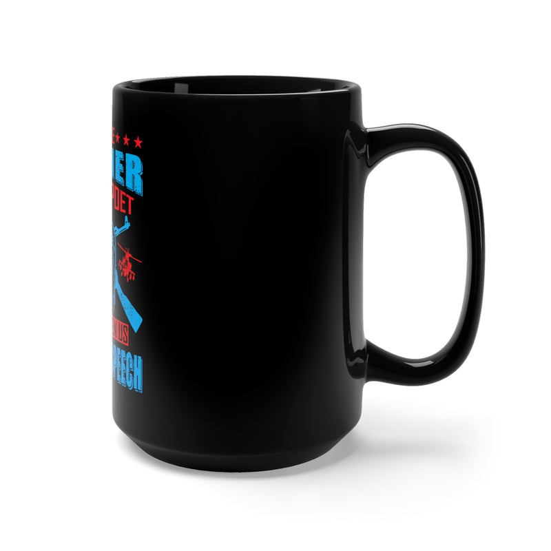 Defenders of Freedom: 15oz Military Design Black Mug - Soldiers' Sacrifice for Our Freedom of Speech
