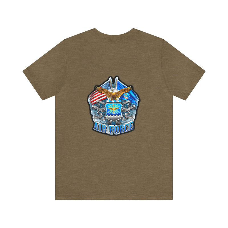 Taking Flight with Honor: Military T-Shirt with 'Double Flag Eagle U.S. AIRFORCE' Design