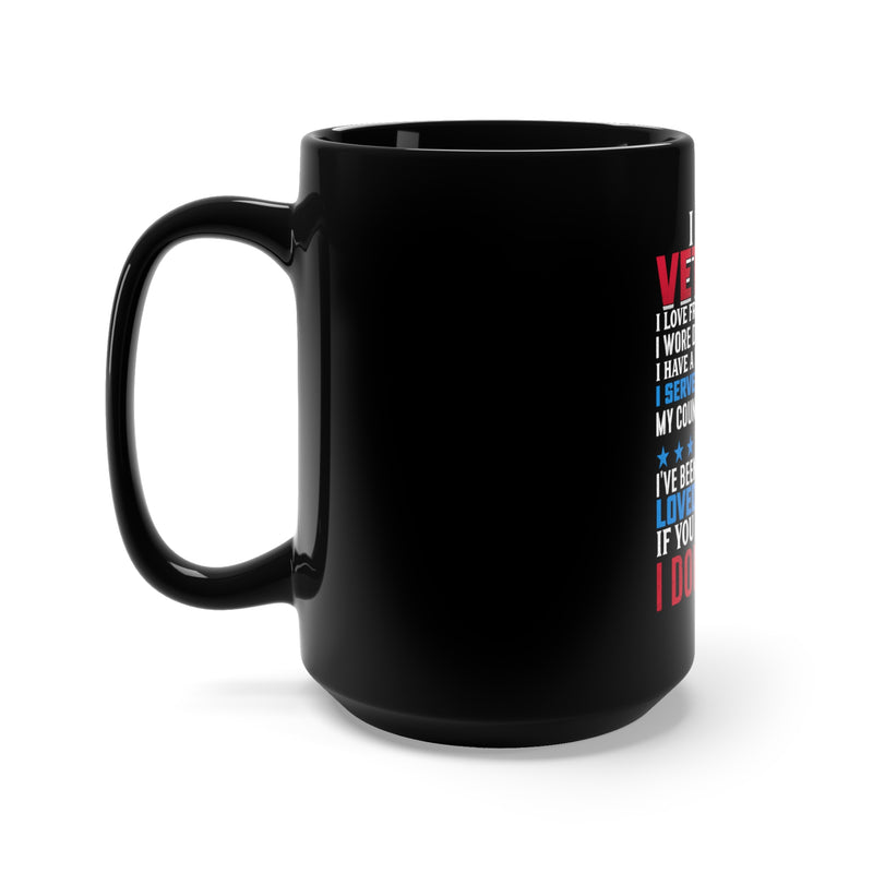 Unapologetically Veteran: 15oz Black Military Design Mug - 'Freedom-Loving, Dogtags-Wearing, Country-Serving'